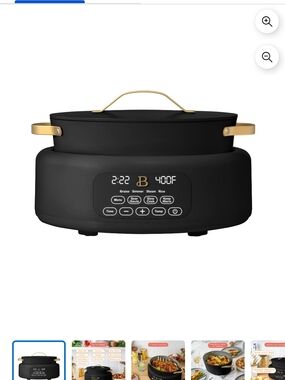 BEAUTIFUL 10~n~1 Electric Multi Cooker 6 Qt Black Gold Handles